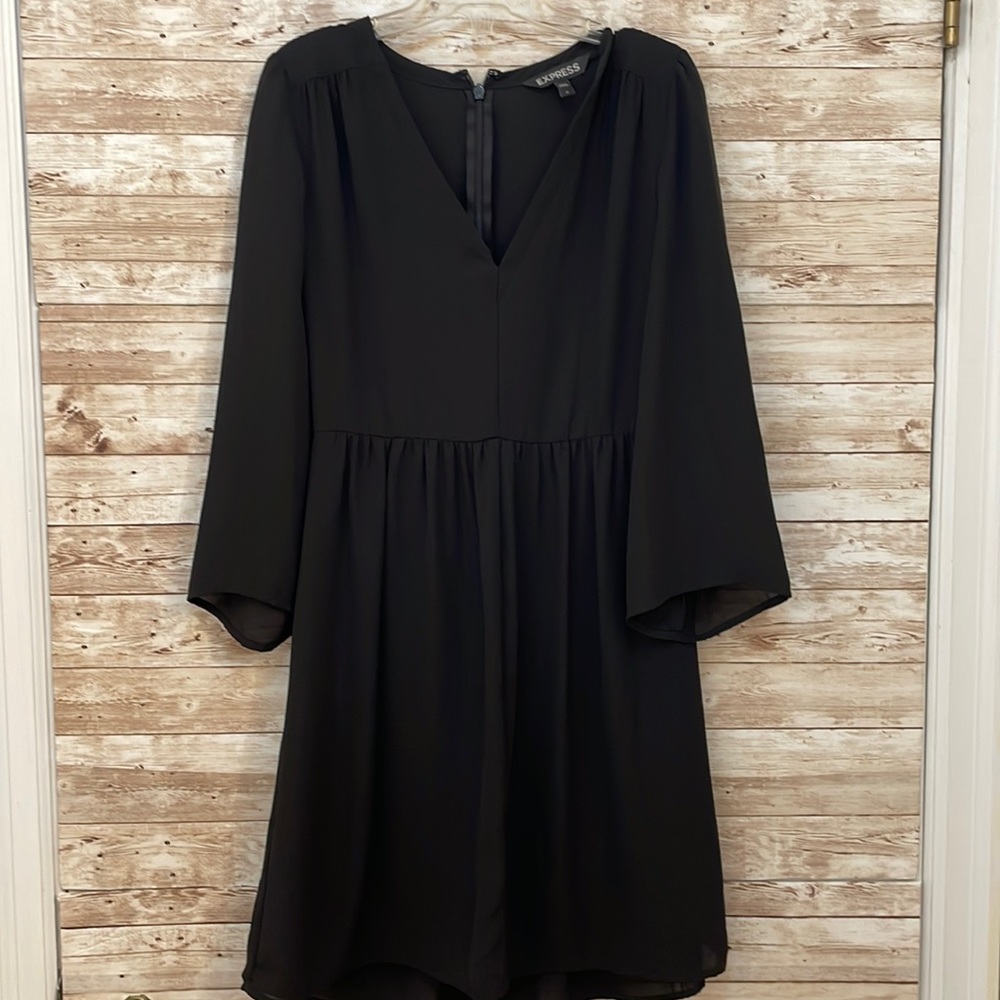 Express women’s sheer black V-neck long sleeve dress size 0
B8